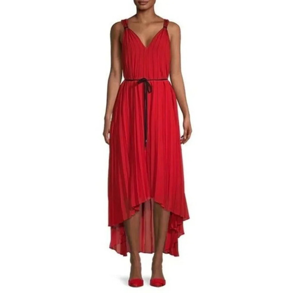 NEW Ted Baker London Red Pleated Maleeta High-Low Gown $349 - Picture 2 of 15